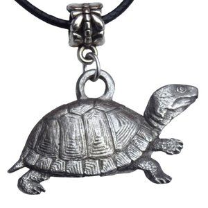 Box Turtle Necklace on Black Cord 3087